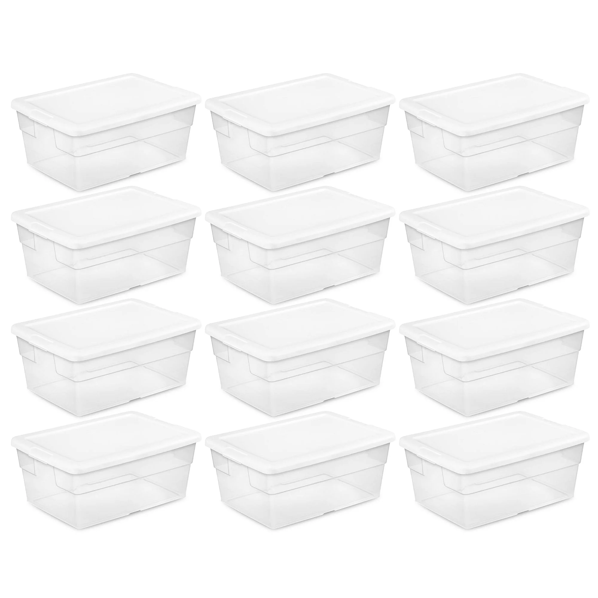 Sterilite 16 Quart Clear Plastic Stacking Storage Container Box. 12 Pack