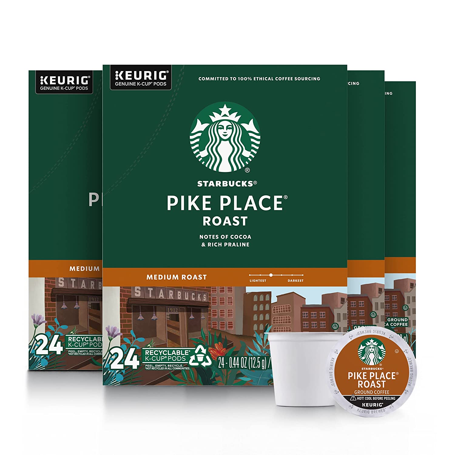 Starbucks Pike Place Roast Coffee K Cups. Medium Roast Coffee 96-Count