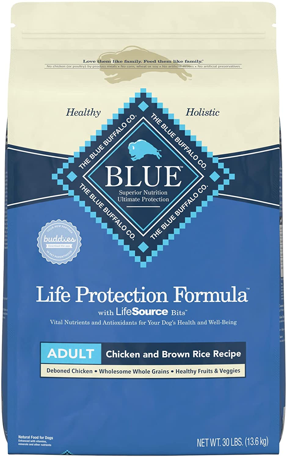 Blue Buffalo Life Protection Formula Natural Adult Dry Dog Food. Chicken and Brown Rice 30-lb