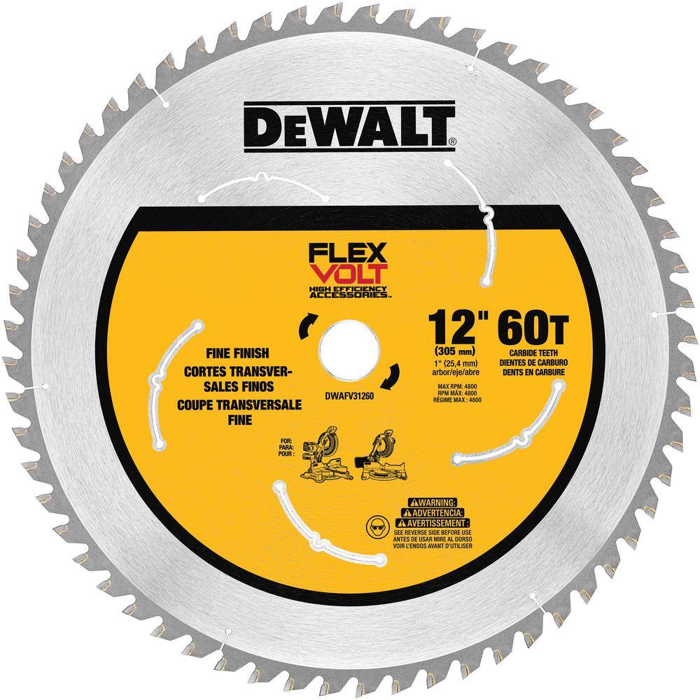 DEWALT DWAFV31260W31260 FLEXVOLT 12 in. 60-Teeth Carbide-Tipped Miter Saw Blade (2-Pack)