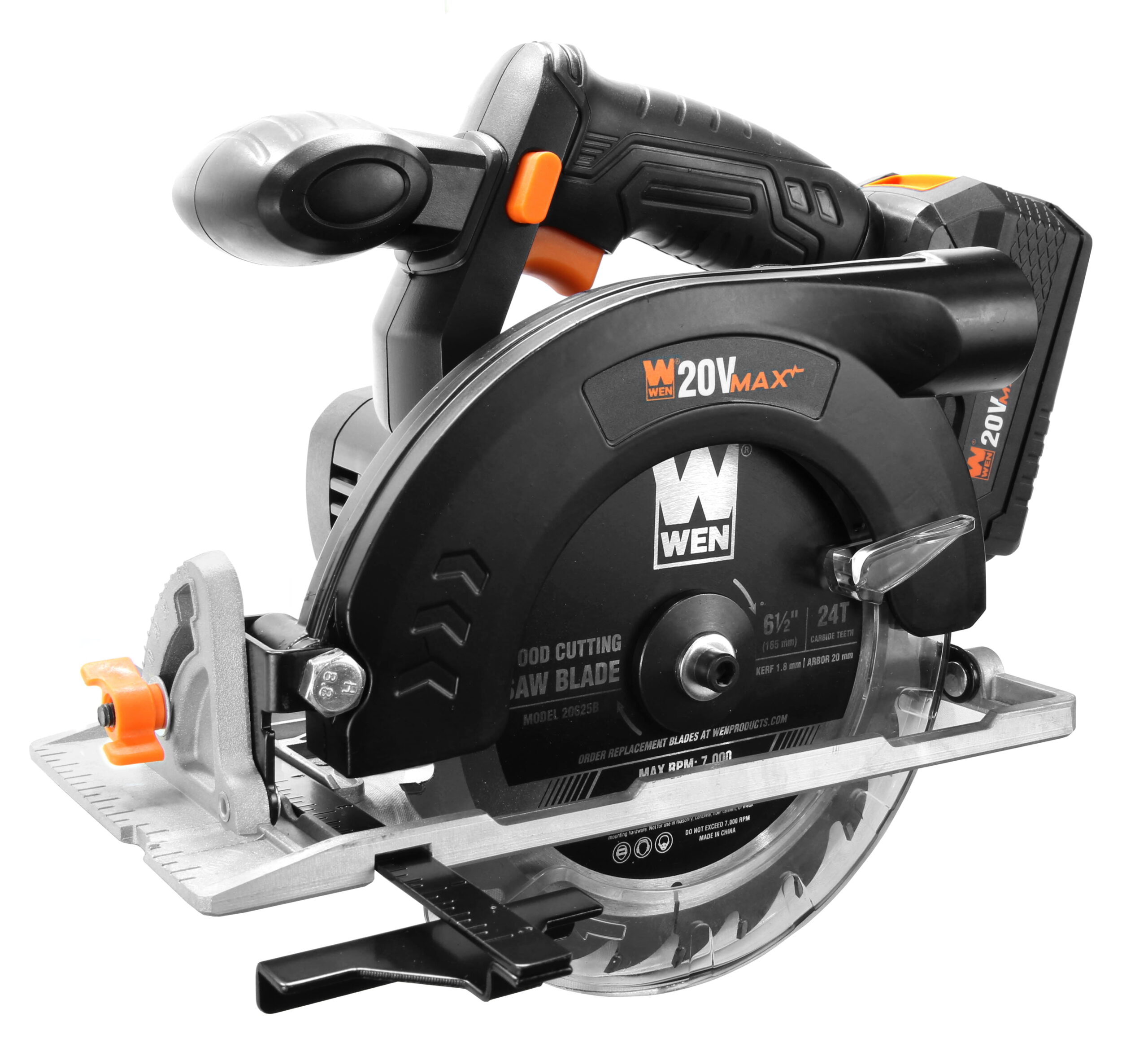 WEN 20V Max 6.5-Inch Cordless Circular Saw with 4.0 Ah Lithium-Ion Battery and Charger