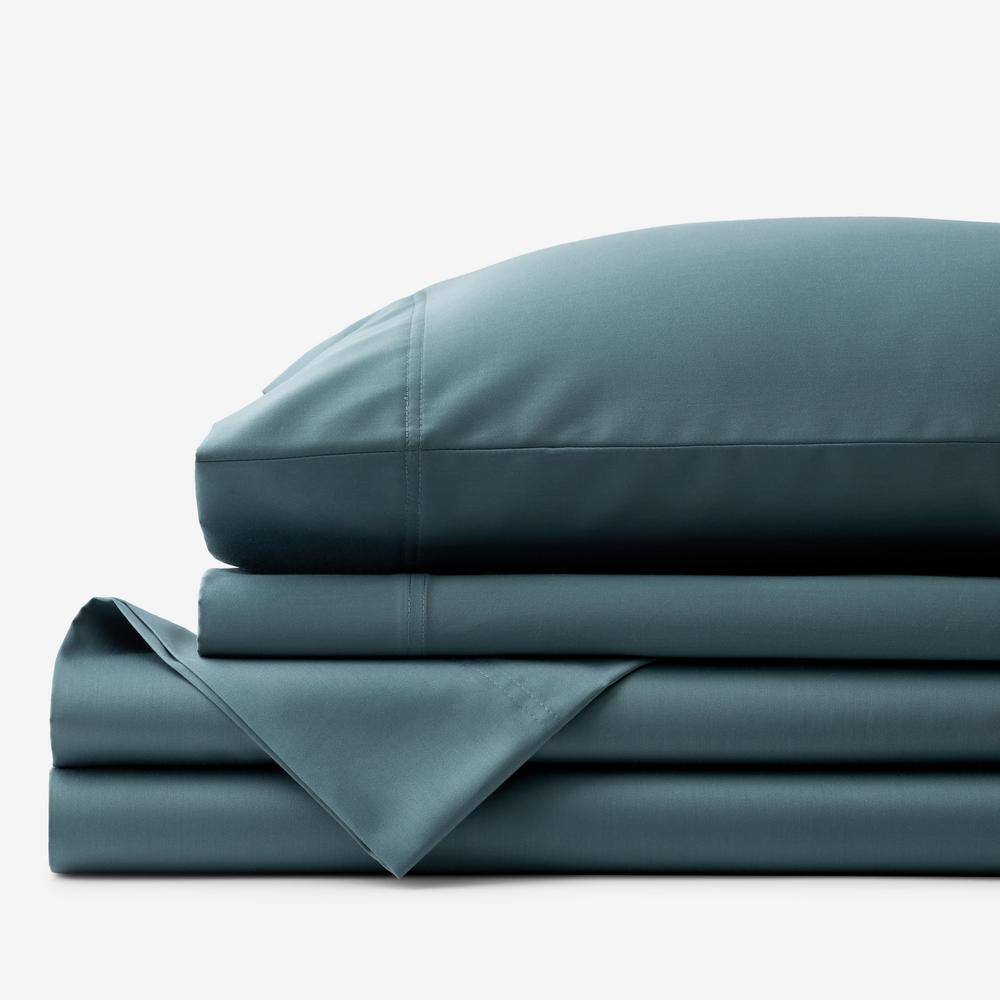 The Company Store  Legends Hotel Supima Cotton Wrinkle-Free 4-Piece Ocean Blue Sateen Queen Sheet Set - Ocean Blue