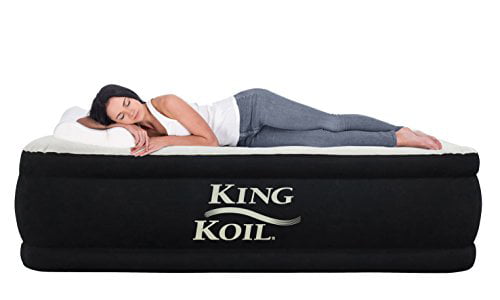 King Koil Queen Air Mattress with Built-in Pump - Best Inflatable Airbed Queen Size - Elevated Raised Air Mattress Quilt Top 1-Year Manufacturer Guarantee Included