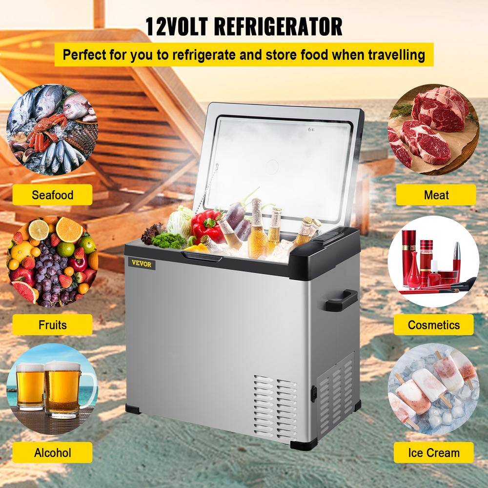 VEVOR BXS50LC50110VHFZNV1 1.77 cu. ft. Portable Outdoor Refrigerator Carbon Steel Car Refrigerator with Freezer in Silver