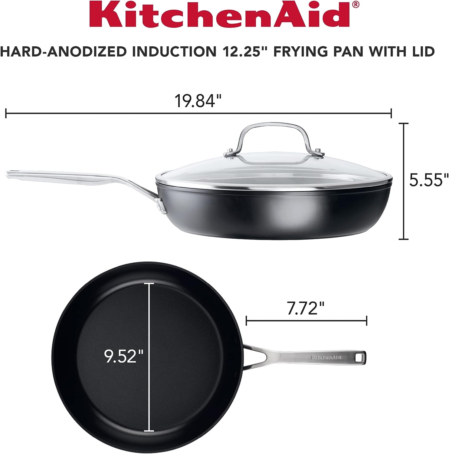 KitchenAid Hard Anodized Induction Nonstick Frying Pans/Skillet Set. 4 Piece - Matte Black