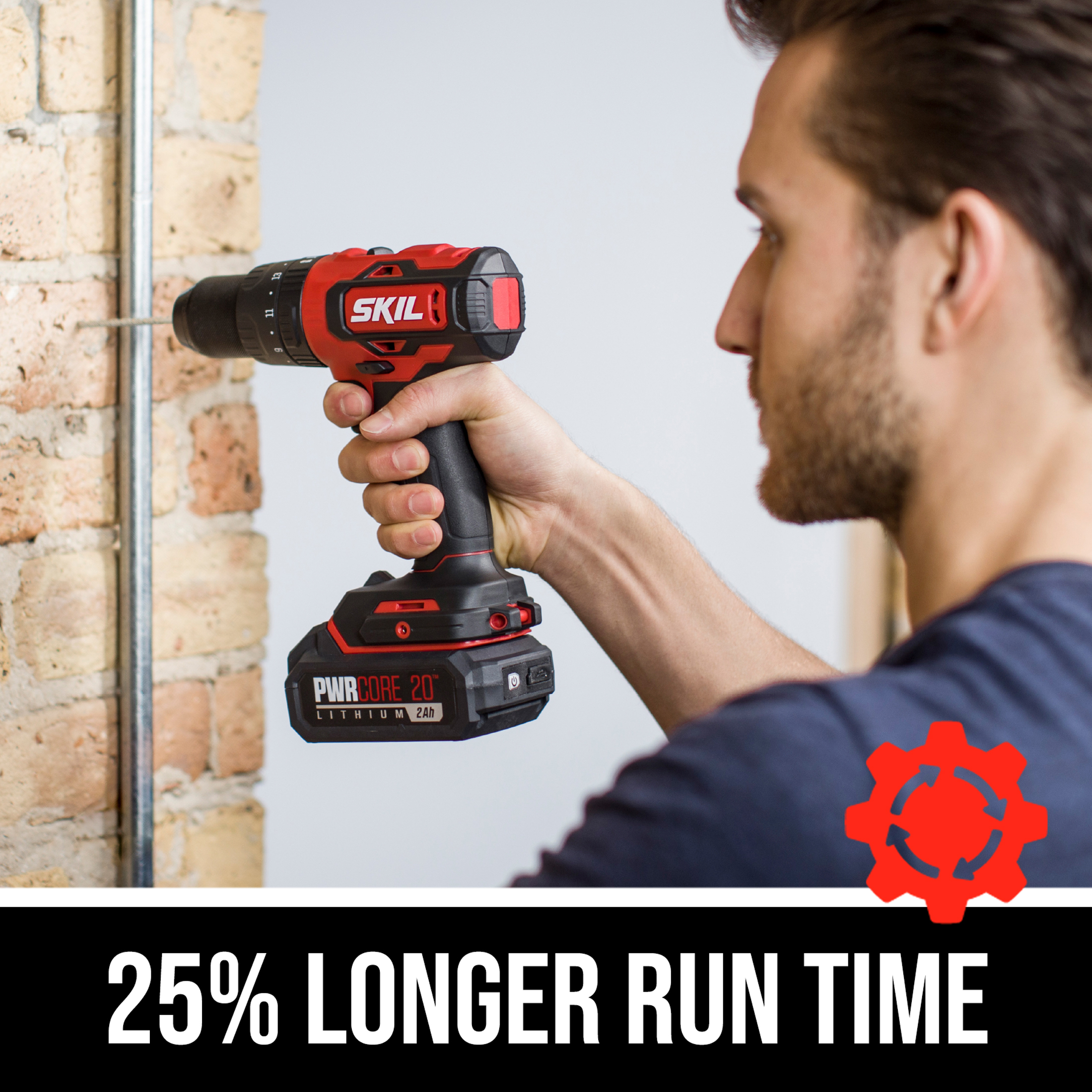 SKIL PWR CORE 20™ Brushless 20-Volt 1/2 In. Hammer Drill Kit with 2.0Ah Battery and PWR JUMP™ Charger