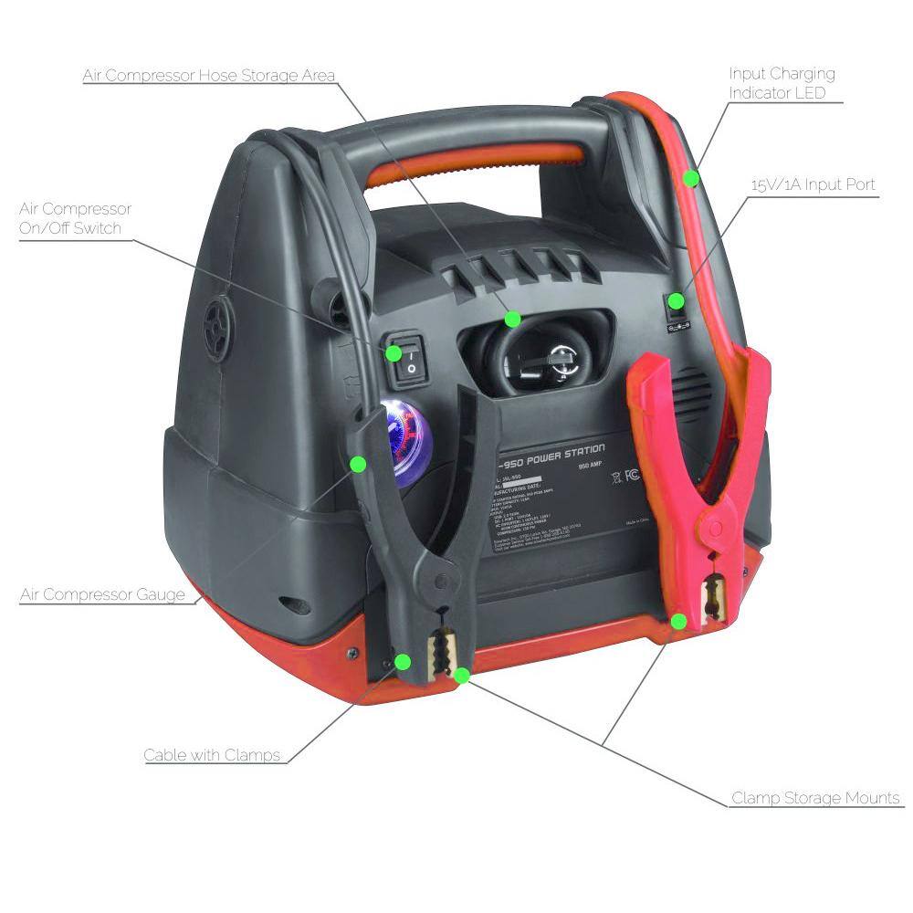 Smartech Products JSL-950 JSL-950 Power Station with Jump Starter and 150 PSI Air Compressor. one 120V power inventer outlet