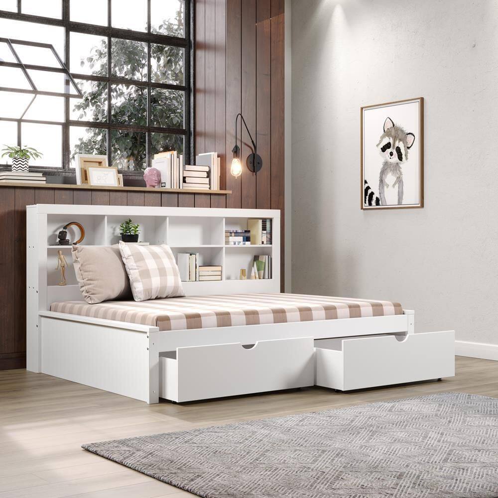 Donco Kids  White Full Daybed with Bookcase and Drawers
