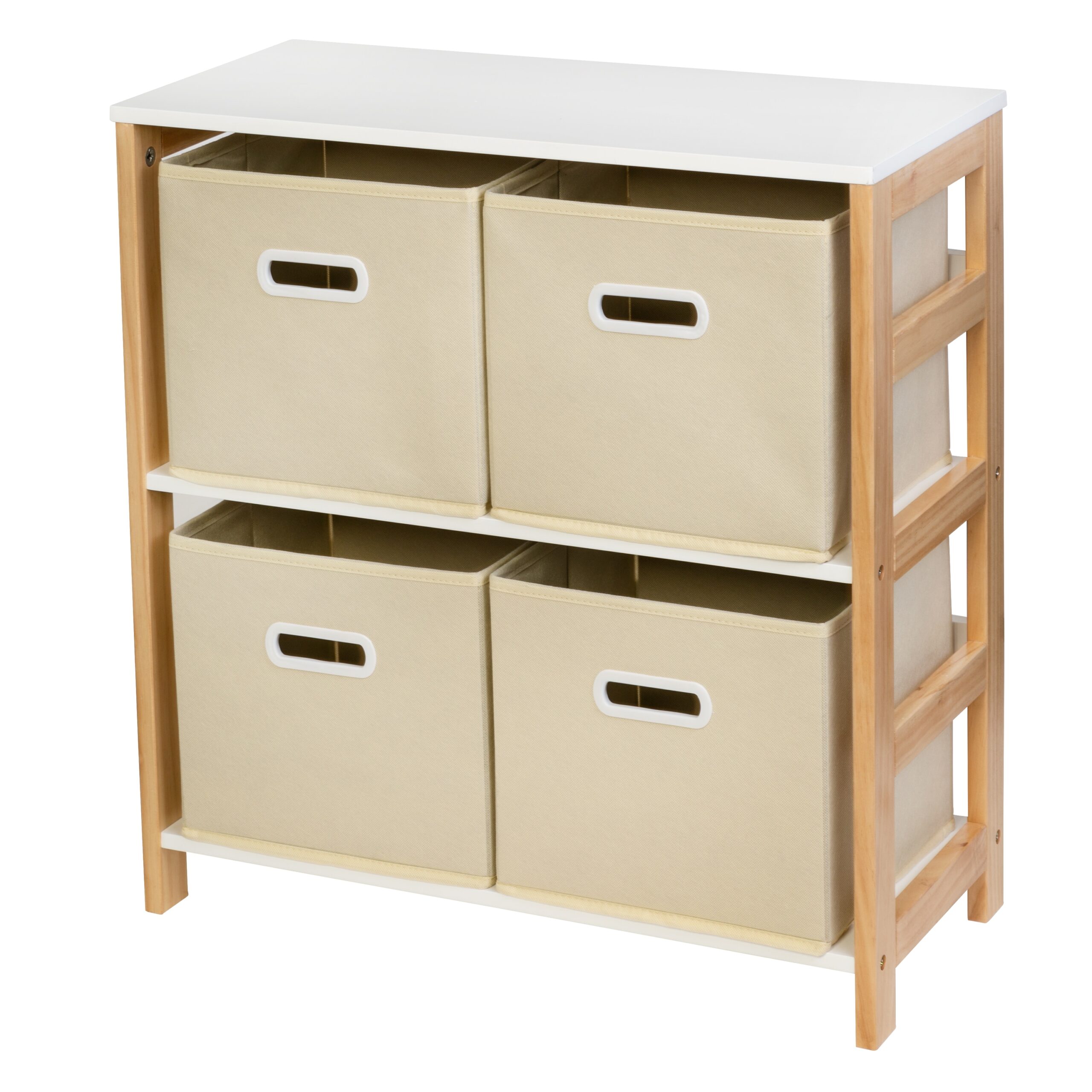 Honey-Can-Do 24.8-in H x 23.6-in W x 10.6-in D Natural/White Composite Wood 4 Cube Organizer
