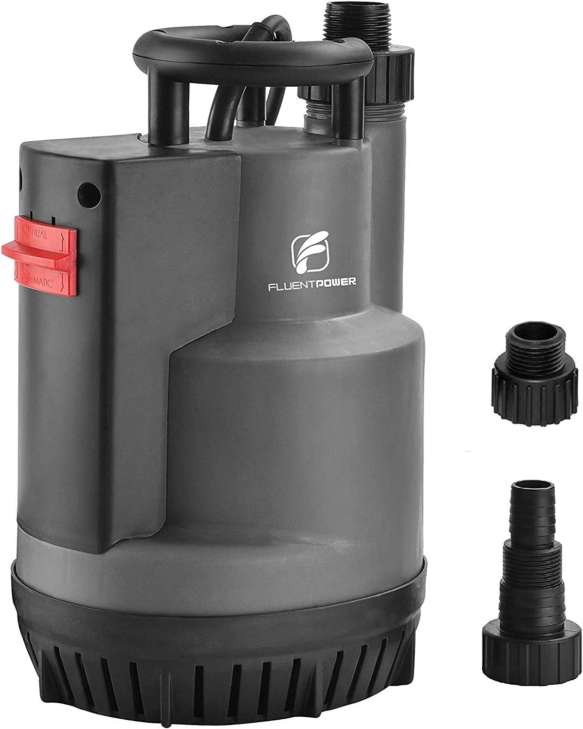 FLUENTPOWER 1/2HP Sump Pump 2500GPH Submersible Utility Pump. Automatic or Continuous Manual Operation by Integrated Float Switch. Drain Clean Water for Basement Flood Cellar Pool Pond Garden Hot Tub