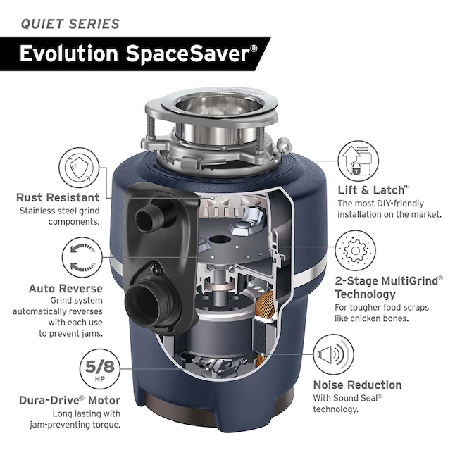 InSinkErator  Evolution SpaceSaver Non-corded 5/8-HP Continuous Feed Noise Insulation Garbage Disposal