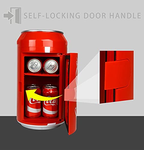 Coca-Cola 8 Can Portable Mini Fridge 5.4 L/ 5.7 Quart Cooler. Red