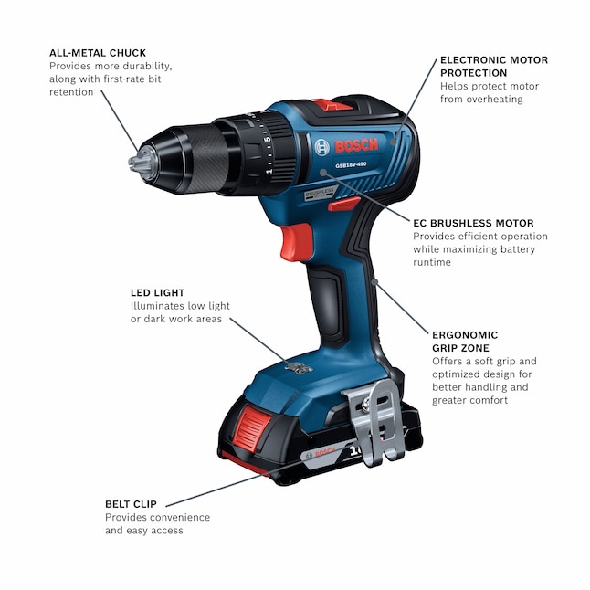 Bosch GXL18V-240B22 2-Tool 18-volt Brushless Power Tool Combo Kit with Soft Case (2 Li-ion Batteries Included and Charger Included)