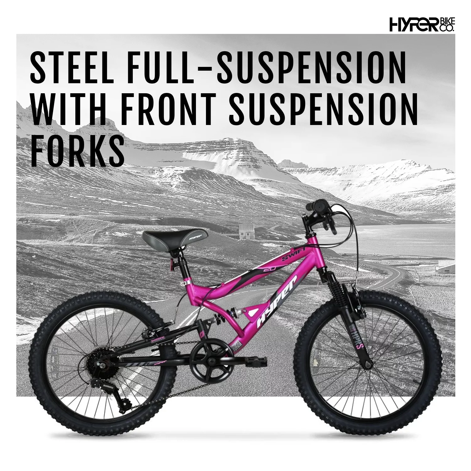 Hyper Bicycle 20″ Girls Swift Mountain Bike. Kids. Magenta