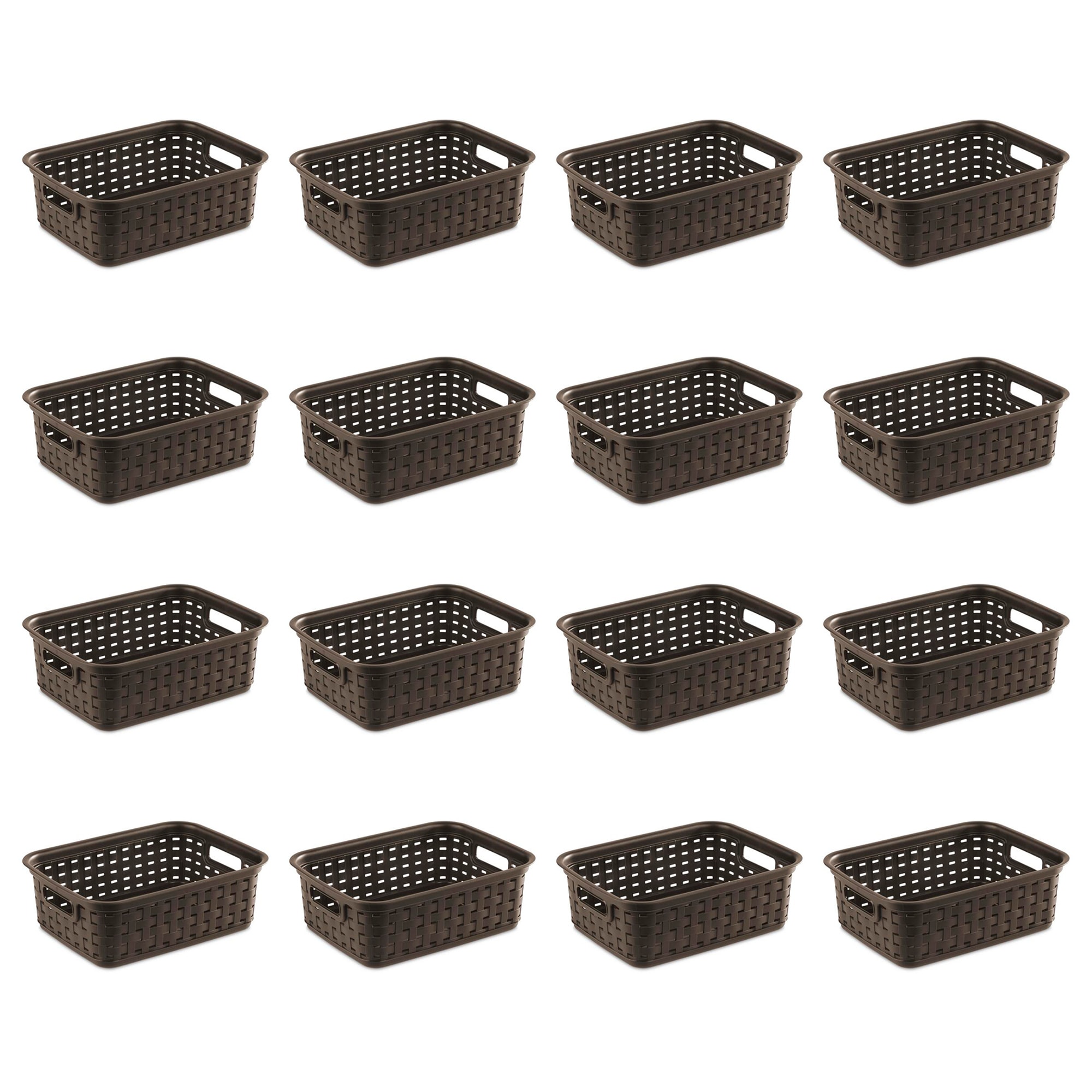 Sterilite 16-Pack 8.75-in W x 4-in H x 11.5-in D Brown Plastic Stackable Basket