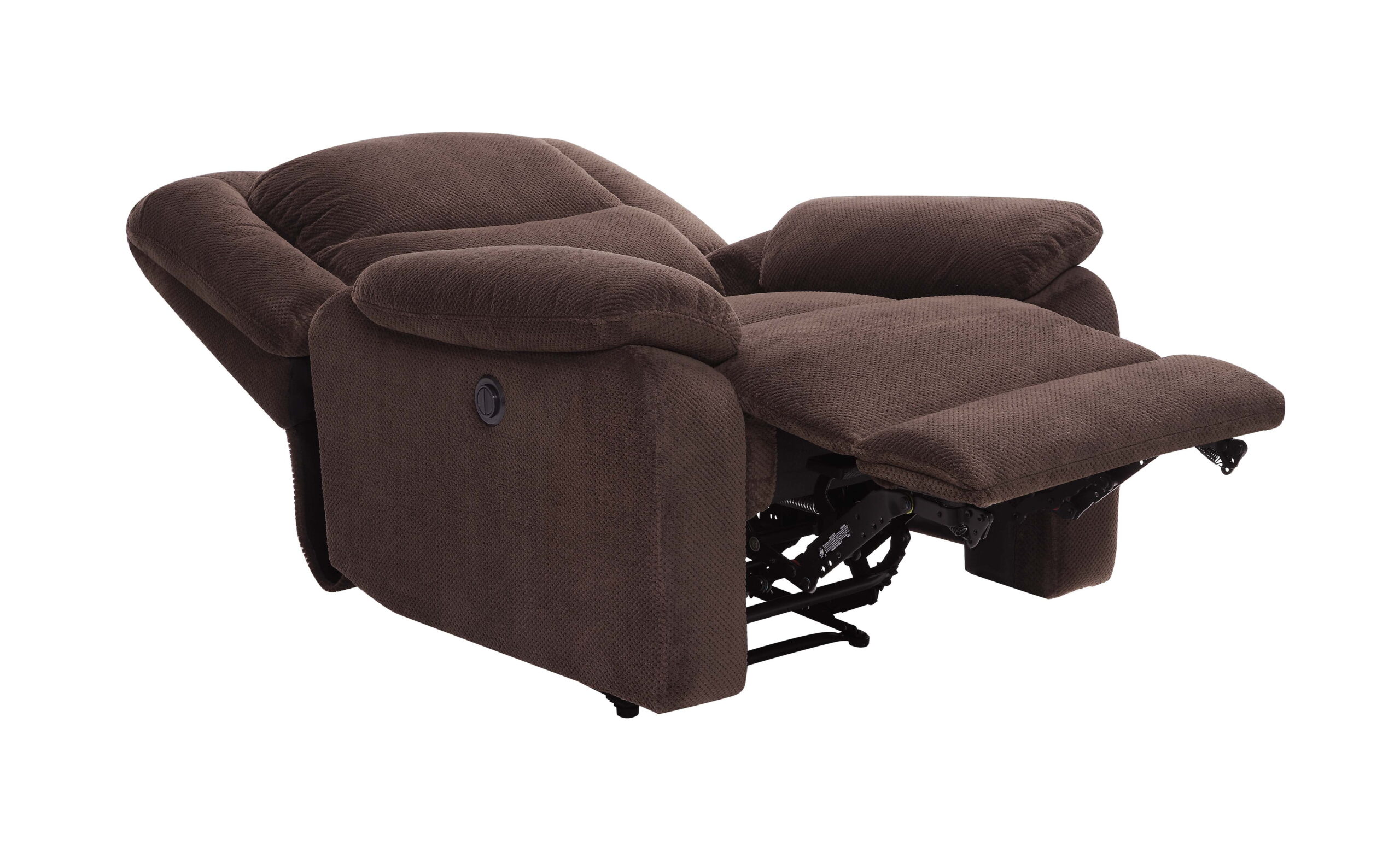 Serta Push-Button Power Recliner with Deep Body Cushions. Brown Fabric