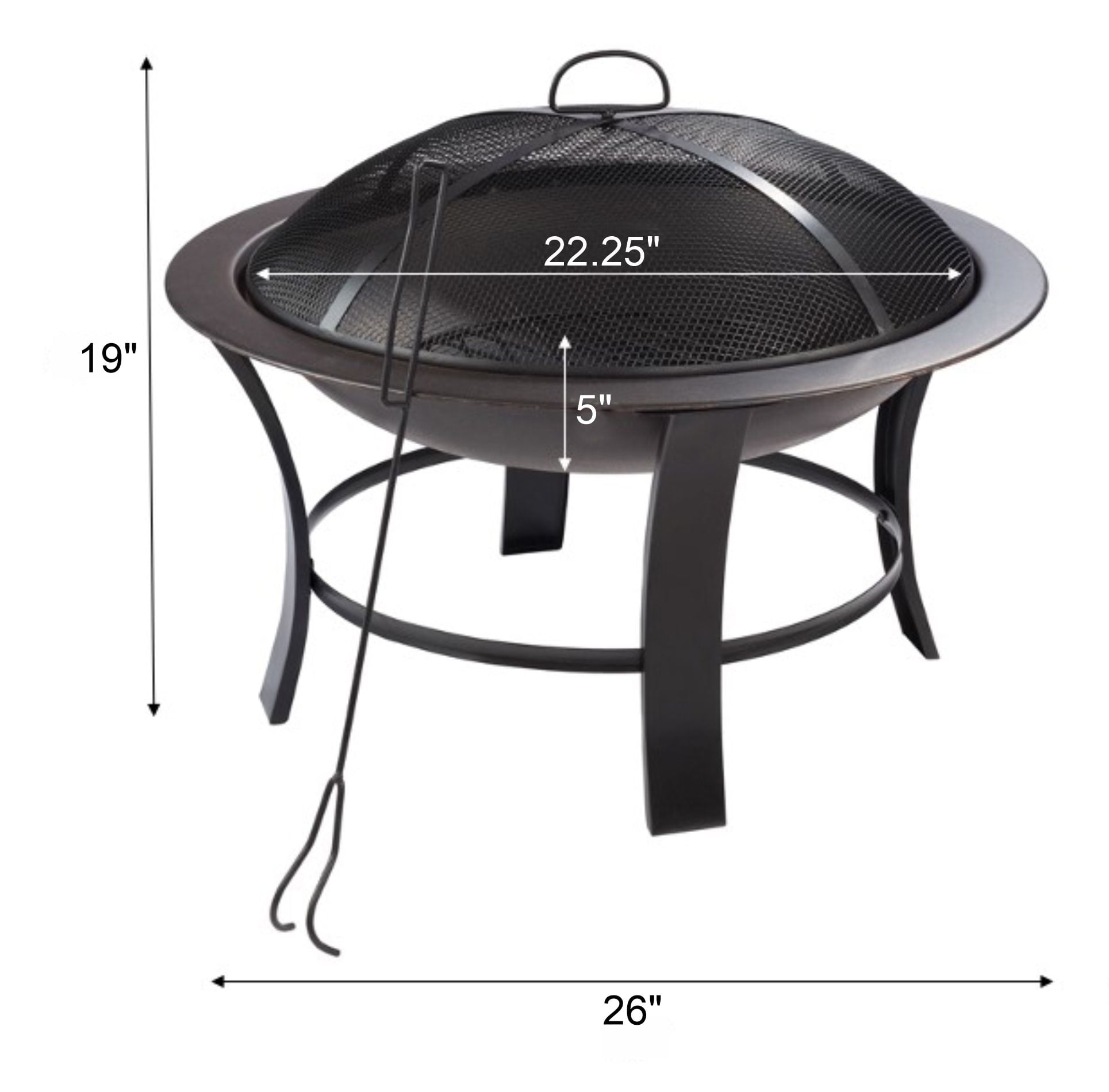 Mainstays 26″ Metal Round Outdoor Wood-Burning Fire Pit