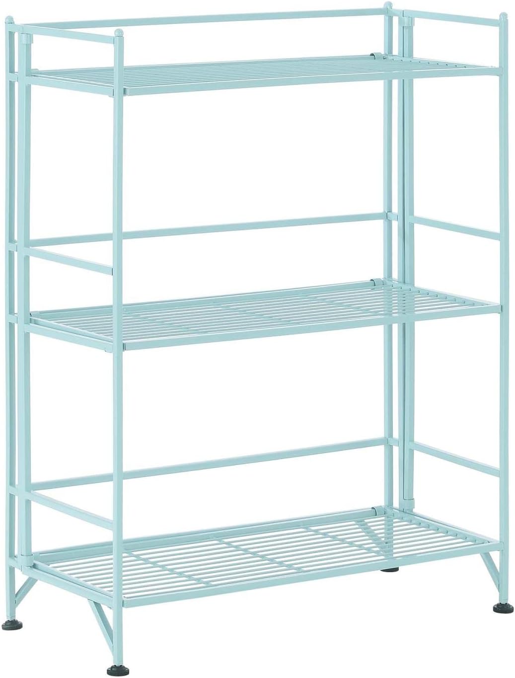 Convenience Concepts Xtra Storage Shelves-3-Tier Wide Folding Metal. Modern Shelves Display in Living Room. Bathroom. Office. Kitchen. Garage. Sea Foam