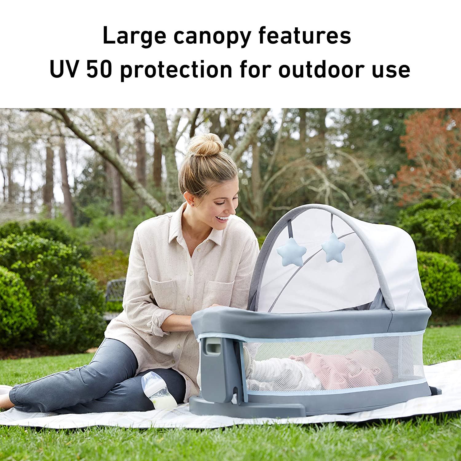 Graco Pack ‘n Play Travel Dome LX Playard | Includes Portable Bassinet. Full-Size Infant Bassinet. and Diaper Changer. Annie