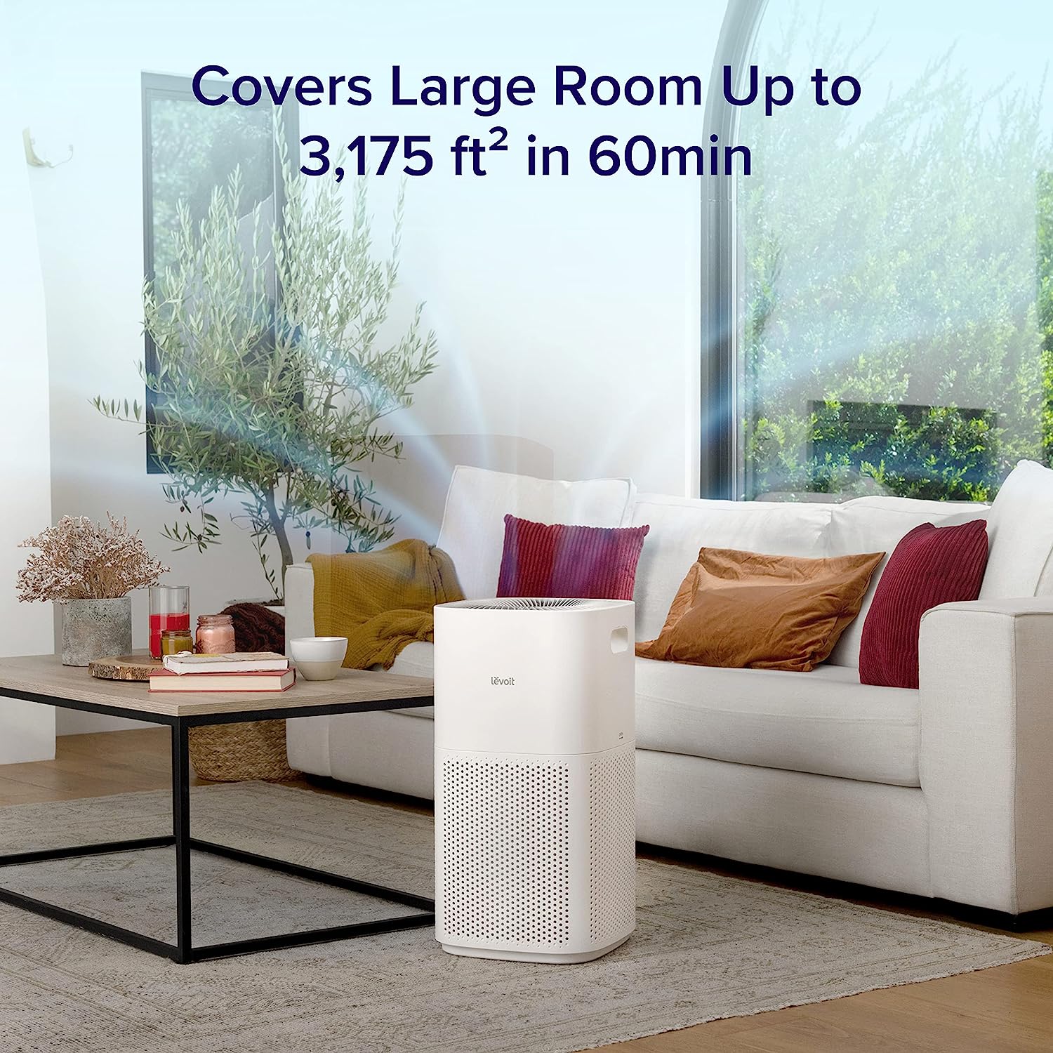 LEVOIT Air Purifiers for Home Large Room. Covers Up to 3175 Sq. Ft. Smart WiFi and PM2.5 Monitor. Hepa Filter Captures Particles. Smoke. Pet Allergies. Dust. Pollen. Alexa Control. Core 600S. White