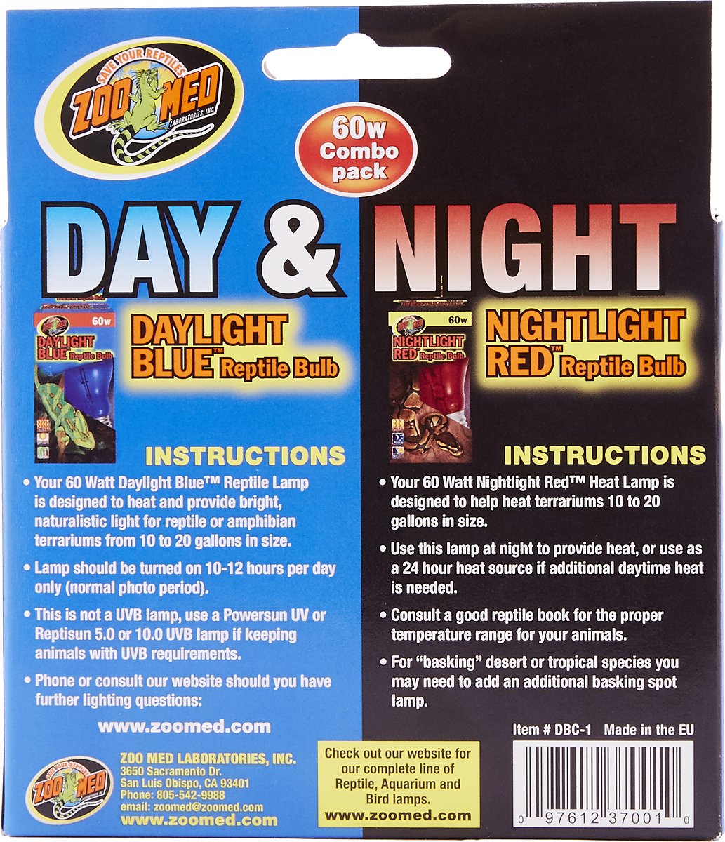 Zoo Med Day & Night Reptile Bulb Combo Pack.  2 Count (Pack of 1)