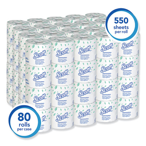 Scott Essential Standard Roll Bathroom Tissue for Business. Septic Safe. 2-Ply. White. 550 Sheets/Roll. 80/Carton | Bundle of 2 Cartons