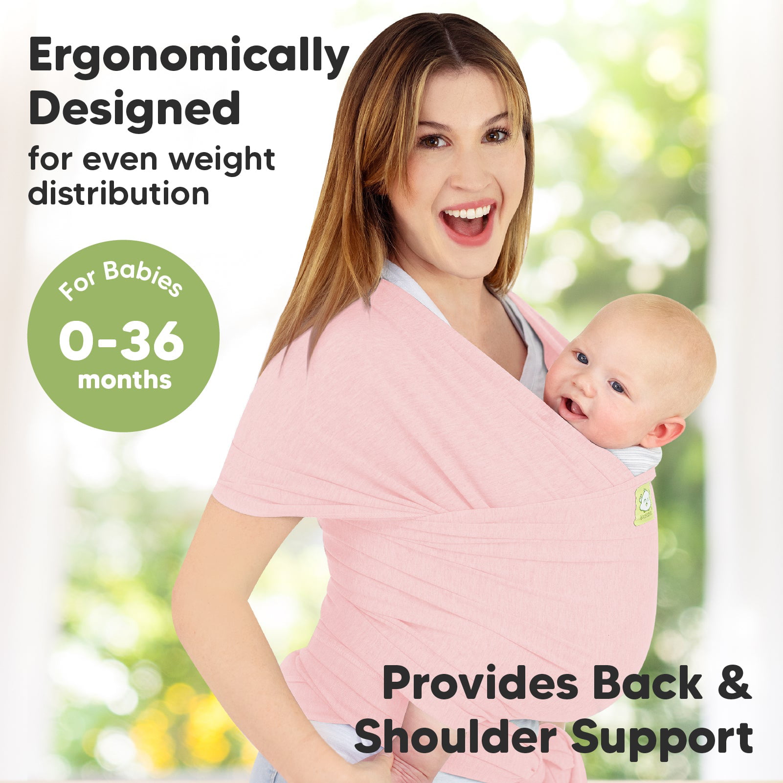 KeaBabies All-in-1 Baby Wrap Carrier. Stretchy Baby Sling. Newborn. Infant (Dusty Pink)