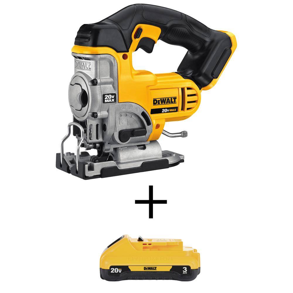 DEWALT DCS331BWDCB230 20V MAX Lithium-Ion Cordless Jig Saw and 20V MAX Compact Lithium-Ion 3.0Ah Battery