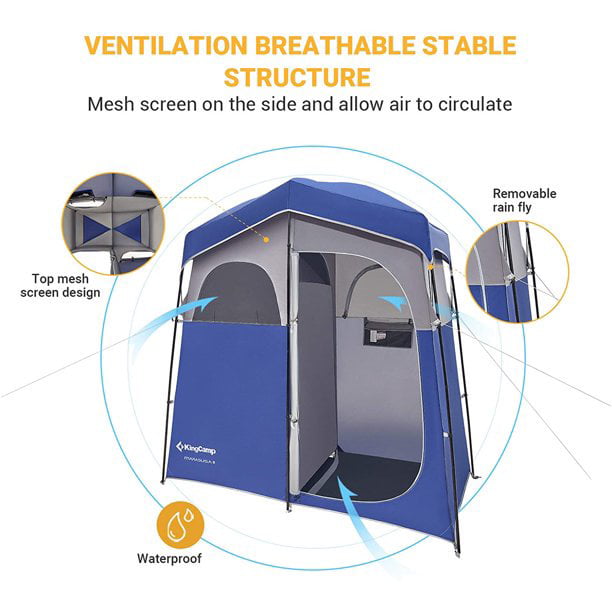KingCamp Oversize Outdoor Shower Tents Portable Camping Privacy Shelter with Floor Changing Tent Dressing Room Blue