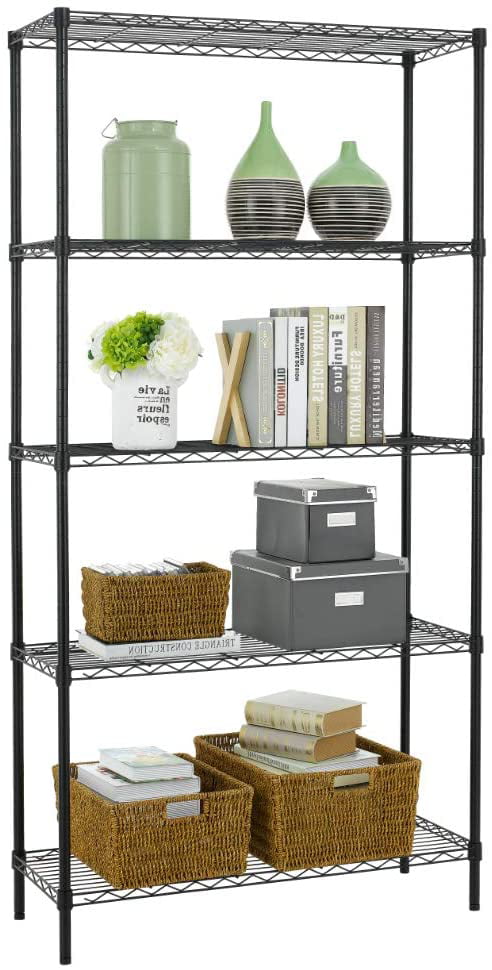 BestOffice 5 Tier Wire Shelving Unit  1250lb Capacity Black