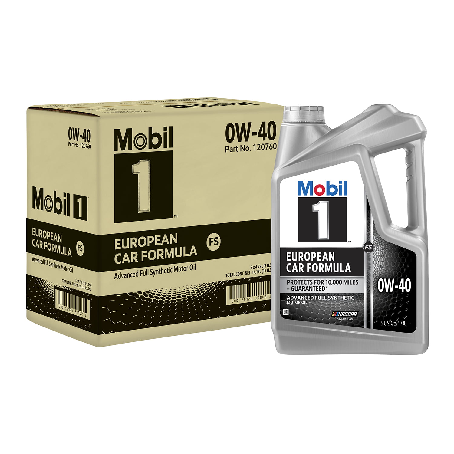 Mobil 1 FS European Car Formula Full Synthetic Motor Oil 0W-40. 5 qt (3 Pack)