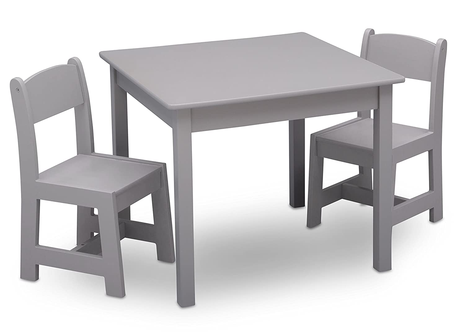 Delta Children MySize Kids Wood Table and Chair Set (2 Chairs Included) - Ideal for Arts & Crafts. Snack Time & More - Greenguard Gold Certified. Grey. 3 Piece Set