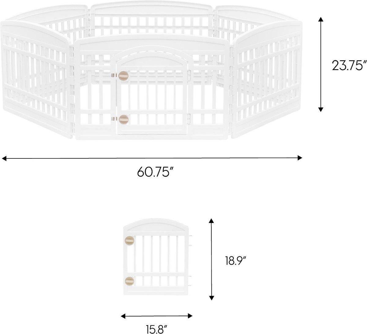 IRIS 6-Panel Plastic Exercise Dog Playpen with Door. White