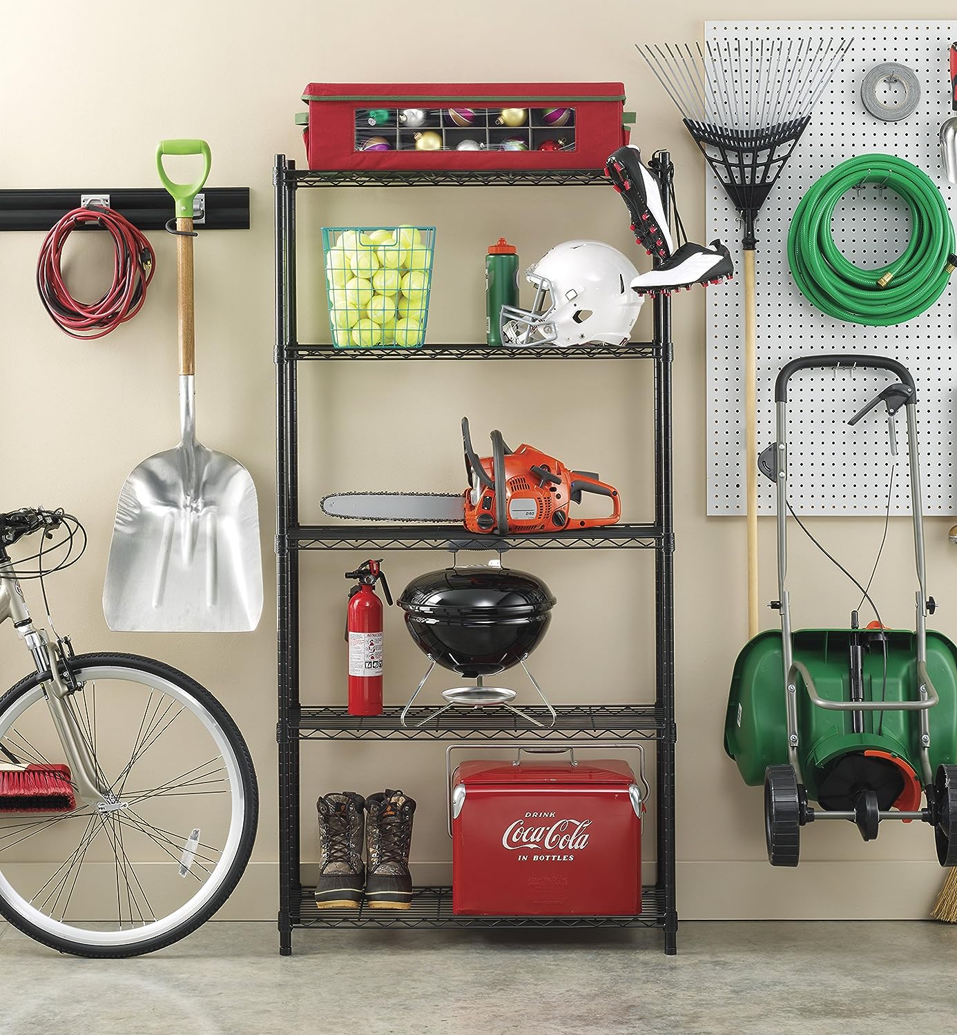 Whitmor Black Supreme 5 Tier Adjustable Shelves and Leveling Feet. 14″ x 36″ x 72″