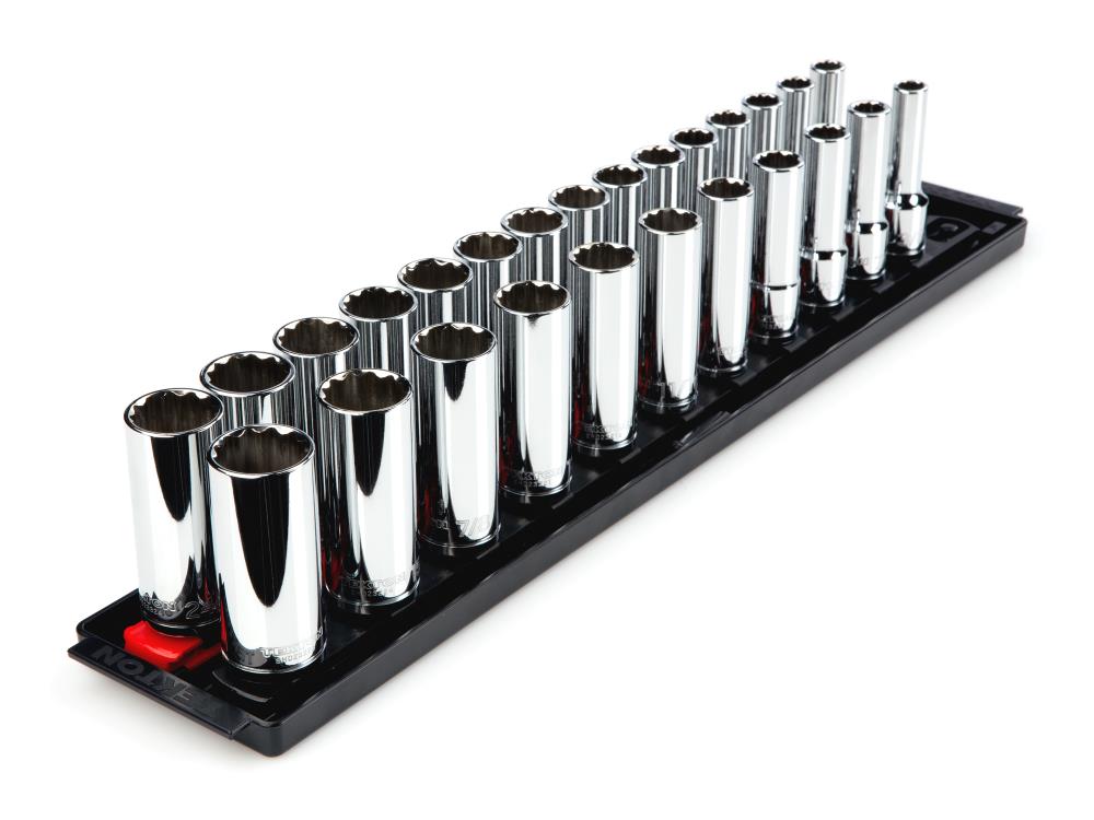 TEKTON 26-Piece Standard (SAE) and Metric 1/2-in Drive 12-point Set Deep Socket Set
