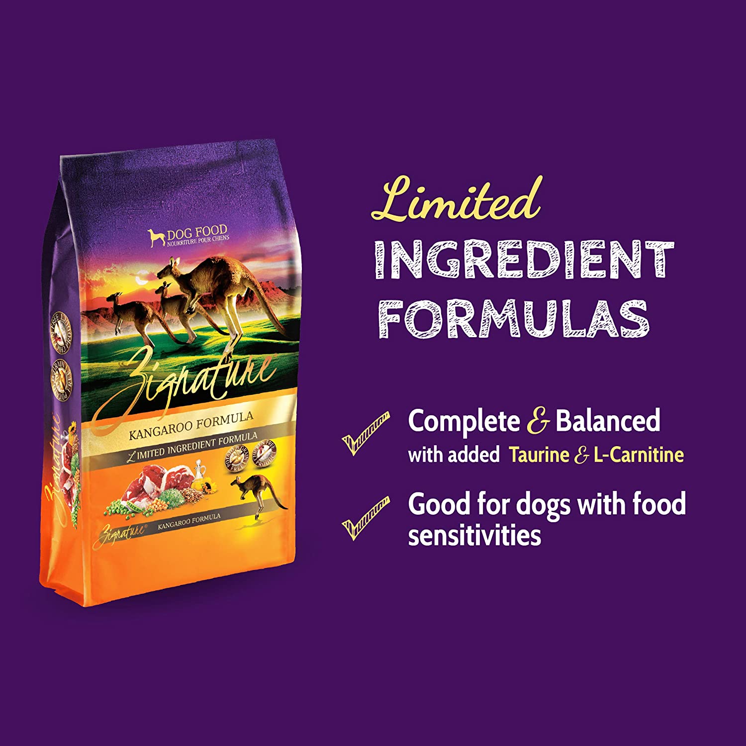Zignature Kangaroo Limited Ingredient Formula With Probiotics Dry Dog Food 25 Pound (Pack of 1)
