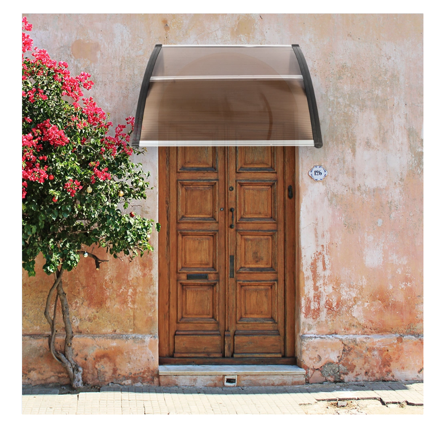 DISCOUNTTODAY  40″x40″ Back Door Canopy Polycarbonate Window Door Awning Outdoor Patio Shelter (Brown)