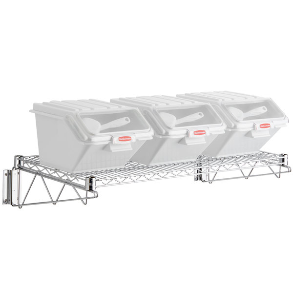 Rubbermaid 18″ x 36″ Wall Mounted Ingredient Bin Shelving Kit with 3 Shelf Ingredient Bins