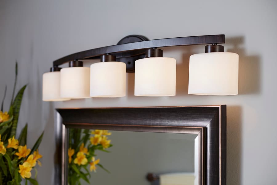allen + roth Merington 37.5-in 5-Light Aged Bronze Transitional Vanity Light