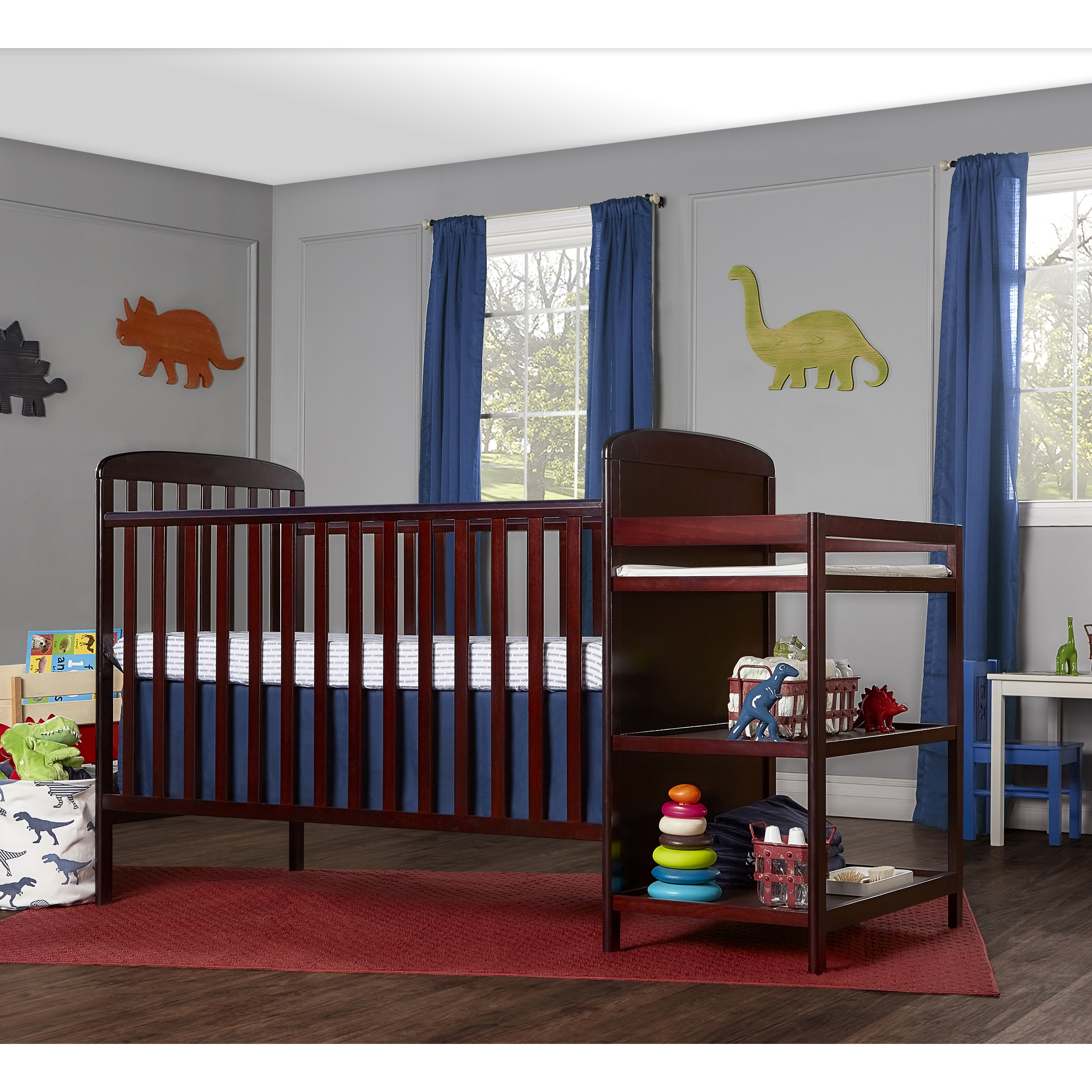 Dream On Me Anna 3-in-1 Full Size Crib and Changing Table Combo in Cherry