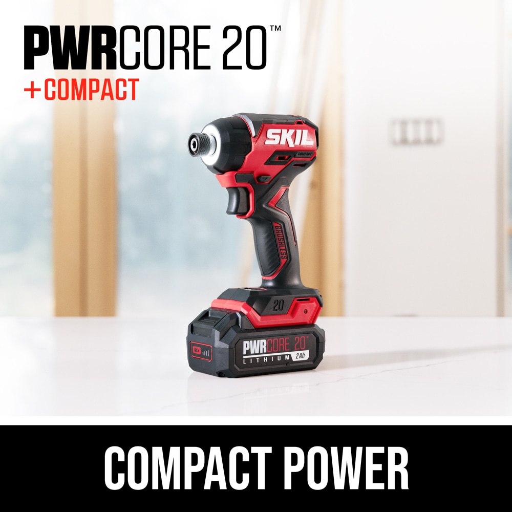 SKIL PWR CORE Compact 20-volt 1/4-in Variable Speed Brushless Cordless Impact Driver (1-Battery Included)