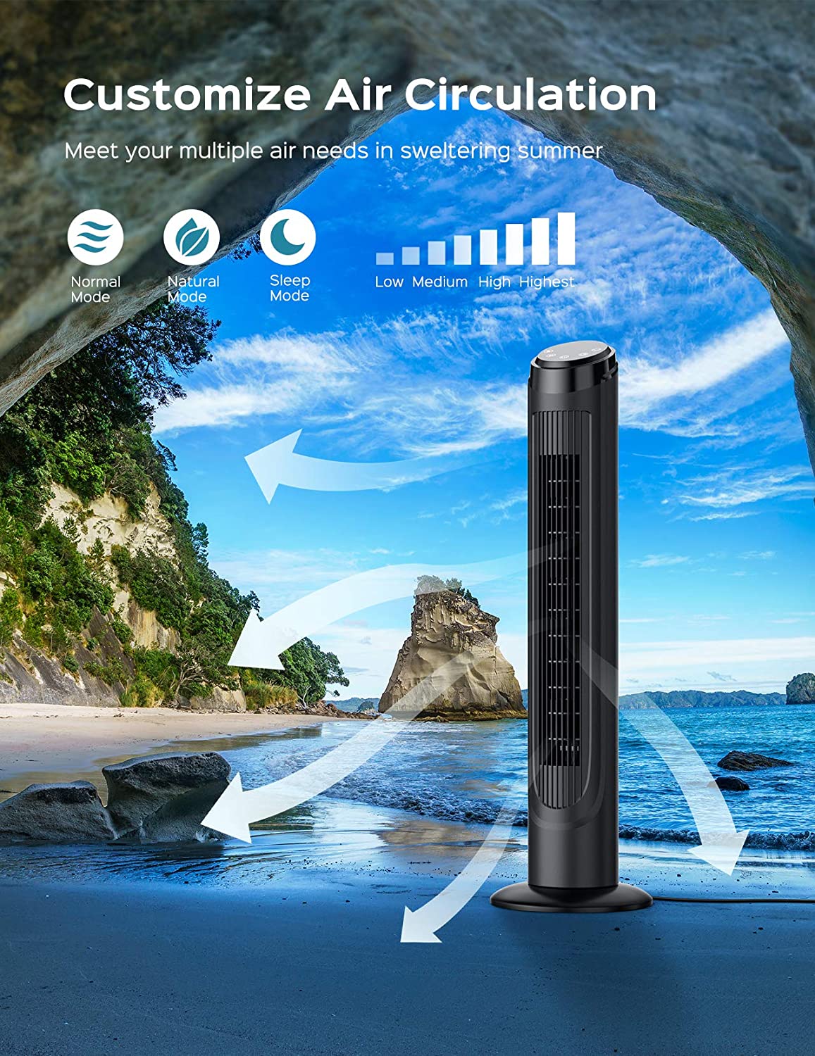 Dreo Cruiser Pro Tower Fan 90° Oscillating Fans with Remote