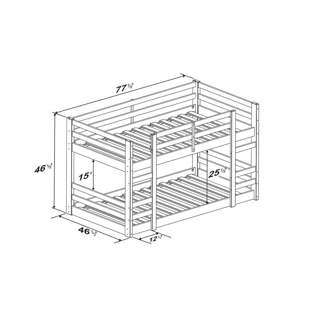 Walker Edison Furniture Company  Low Solid Wood Twin Over Twin Bunk Bed - Walnut