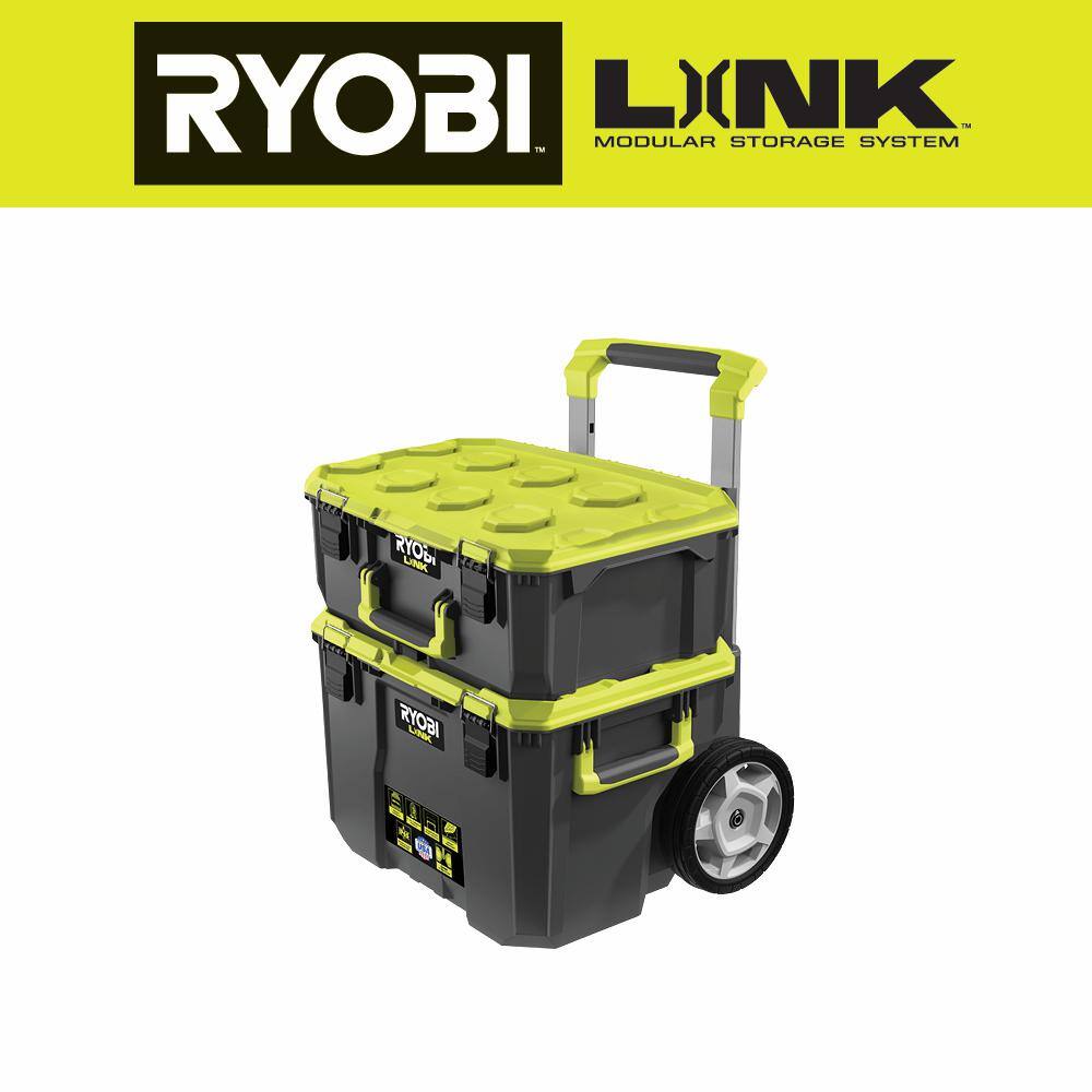 RYOBI STM201-STM102 LINK Rolling Tool Box with LINK Medium Tool Box