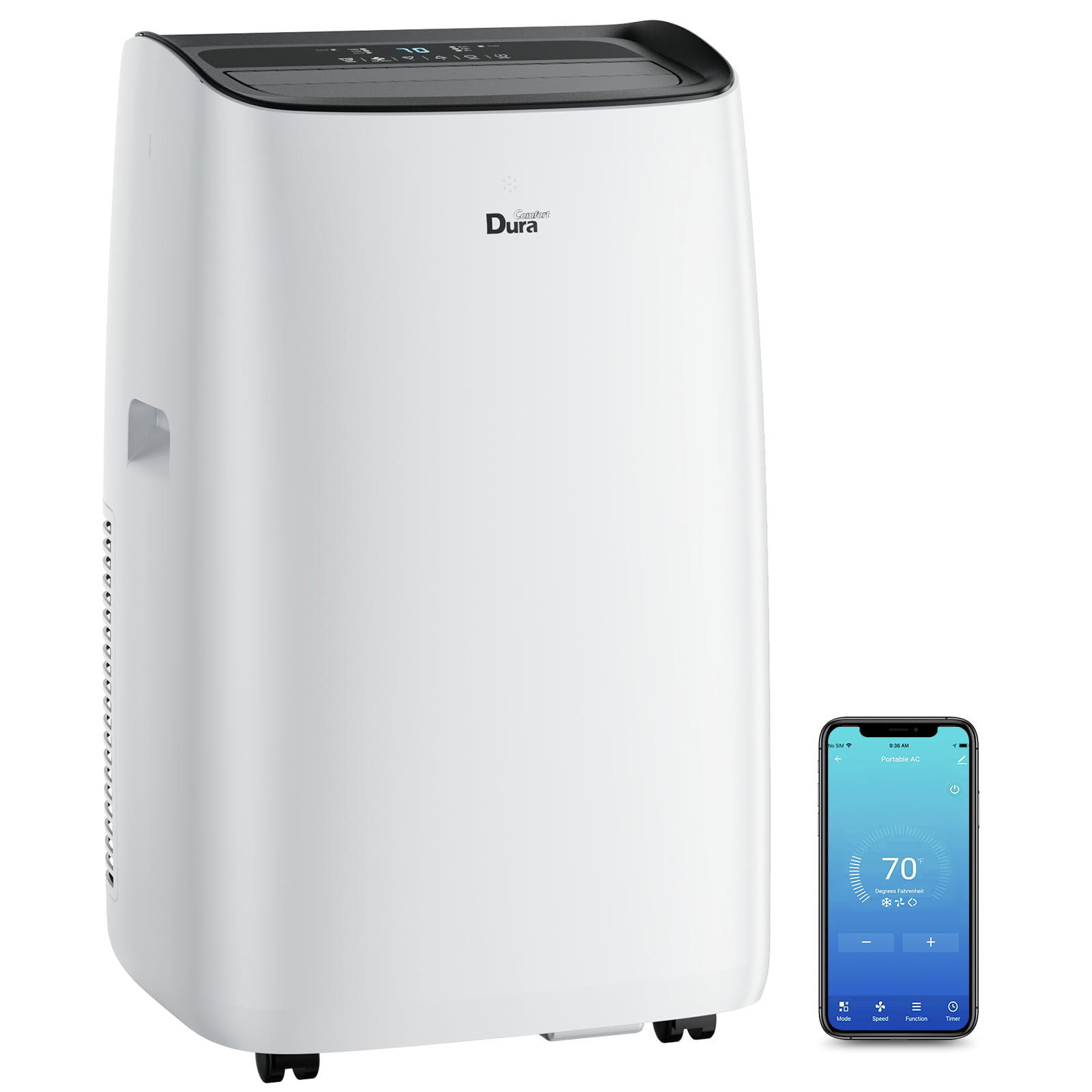 DuraComfort Portable Air Conditioners. 12000 BTU(Ashrae) Quiet AC Unit. Built-in Dehumidifier and Fan Modes. White