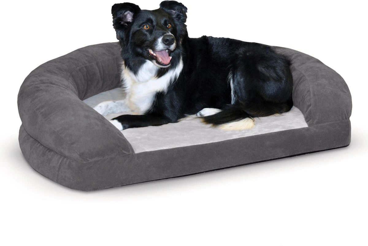 K&H Pet Products Orthopedic Bolster Cat & Dog Bed. Large. Gray
