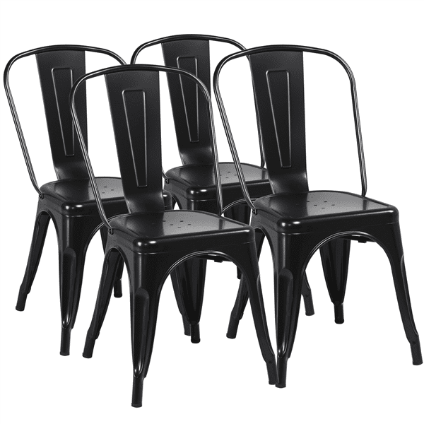 SMILE MART Dining Chair. Set of 4. Black