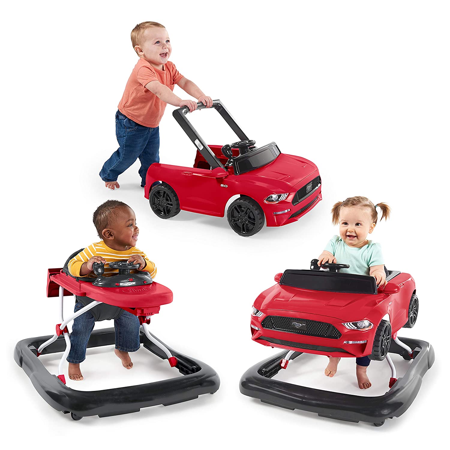 Bright Starts Ways to Play 4-in-1 Walker - Ford Mustang. Red. Ages 6 Months +. Red