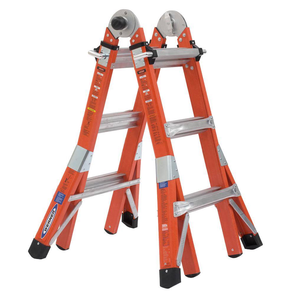 Werner FMT-13 14 ft. Reach Height Multi-Purpose Fiberglass PRO Ladder with 300 lbs. Load Capacity Type IA