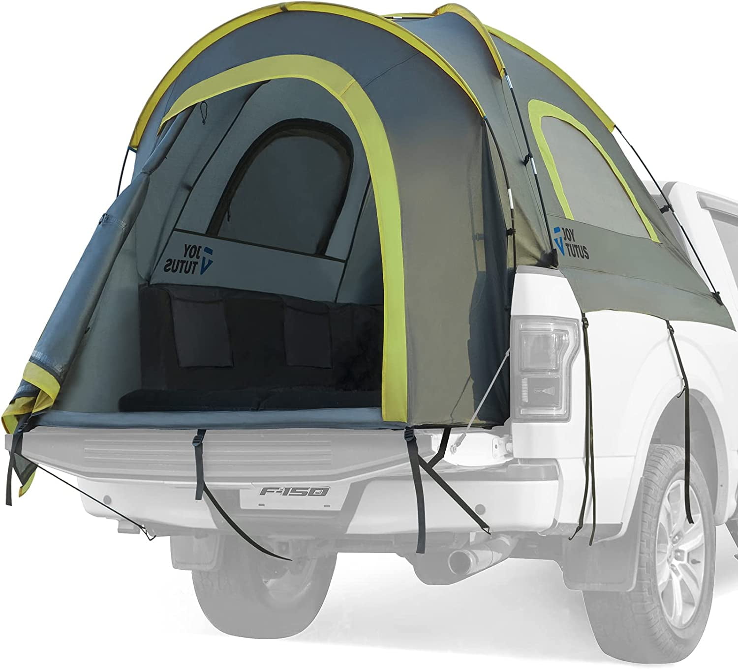 JoyTutus Pickup Truck Tent. Waterproof PU2000mm Double Layer for 2 Person. Portable Truck Bed Tent. 5.5′-6′ Camping- Gray Green